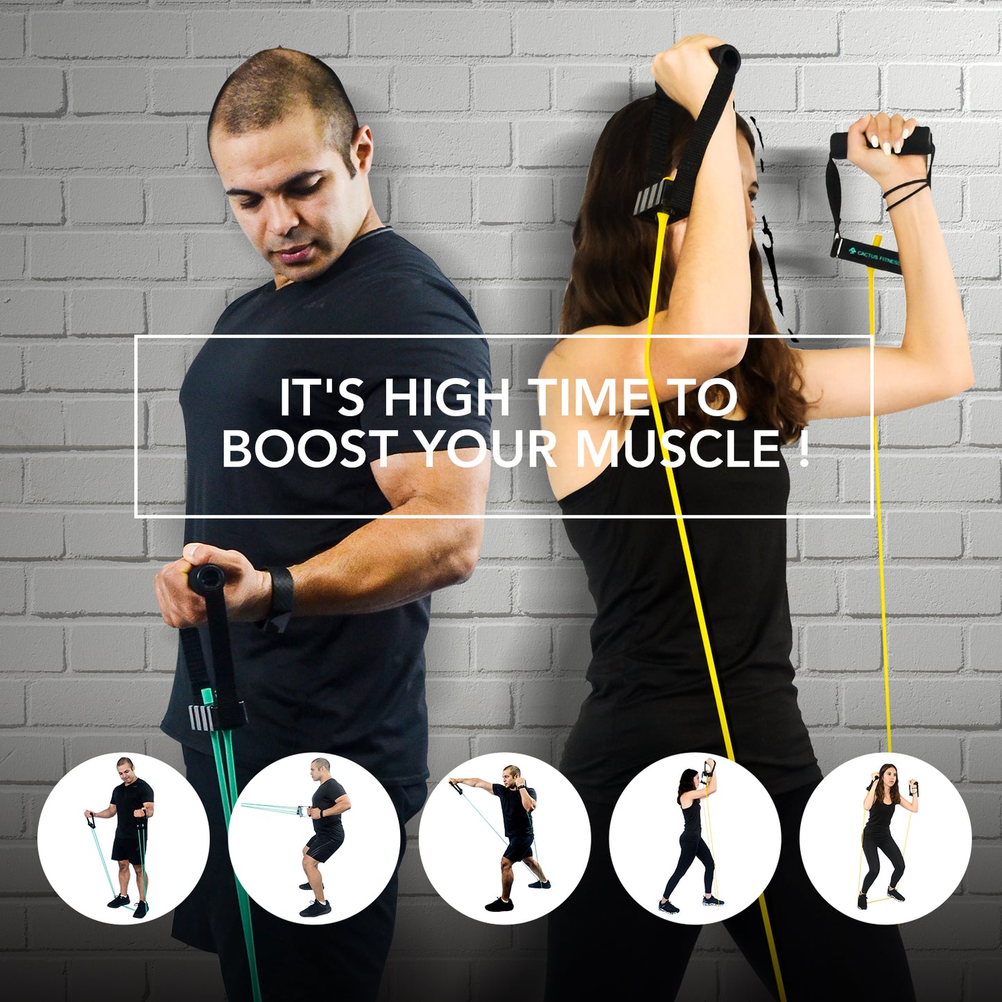 CACTUS FITNESS Latex Resistance Bands With Handles set wtih Door Anchor Foot Straps for Chest Arms Legs Full Body Work Out for Men And Women