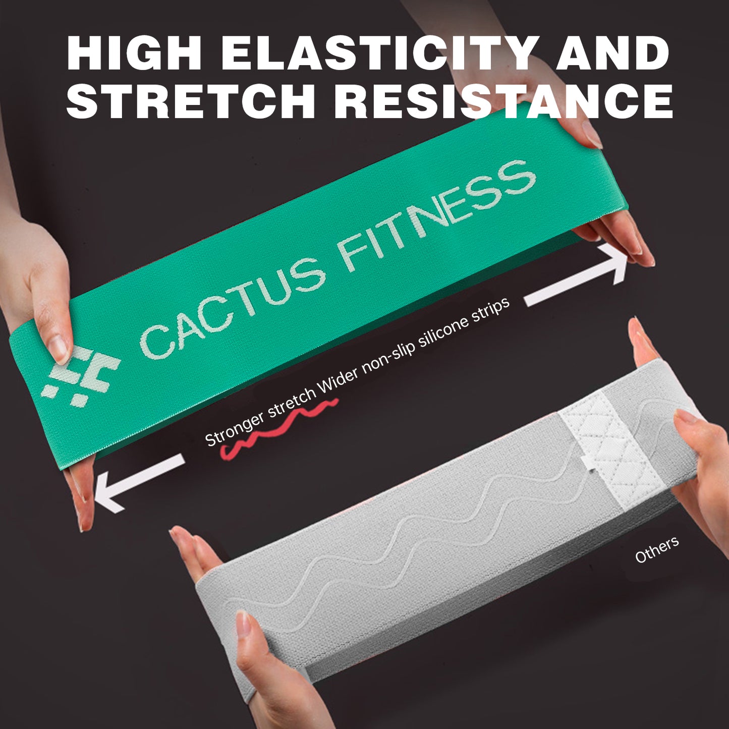 CACTUS FITNESS Resistance Non Slip Intermediate Power Bands Set 2pcs for Hips, Thighs,Legs,Butt,Glutes for Men and Women